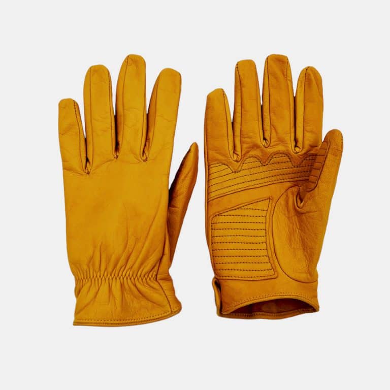 gants de moto jaunes en cuir