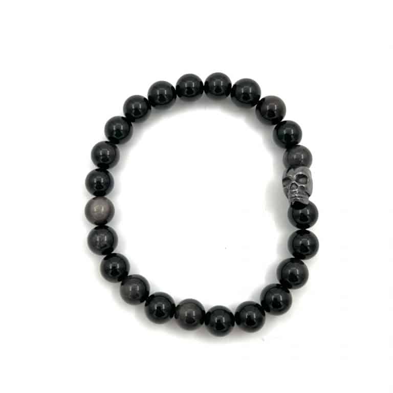 bracelet Uxmal élastique en pierres semi-précieuses Obsidienne