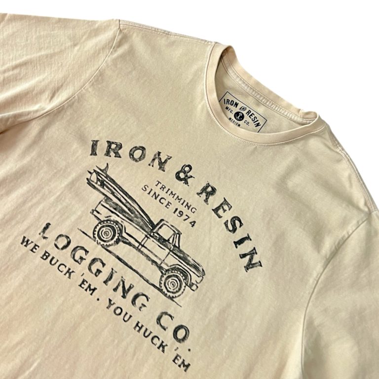 T-shirt logging iron and resin ride with mortimer