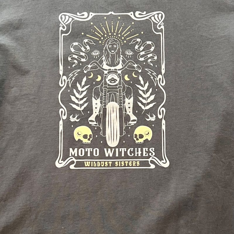 t-shirt moto witches wildust sisters ride with mortimer