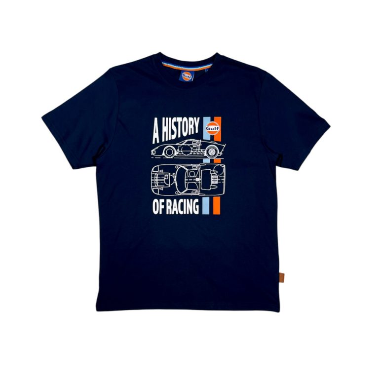T-shirt racing history navy gulf Ride with mortimer