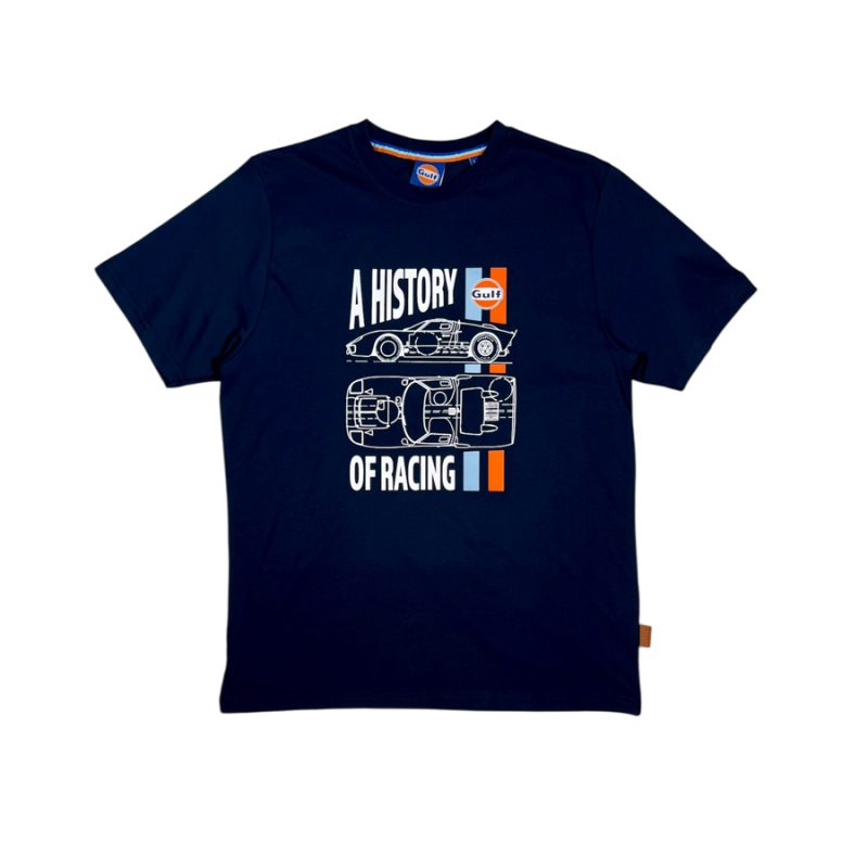 T-shirt racing history navy gulf Ride with mortimer