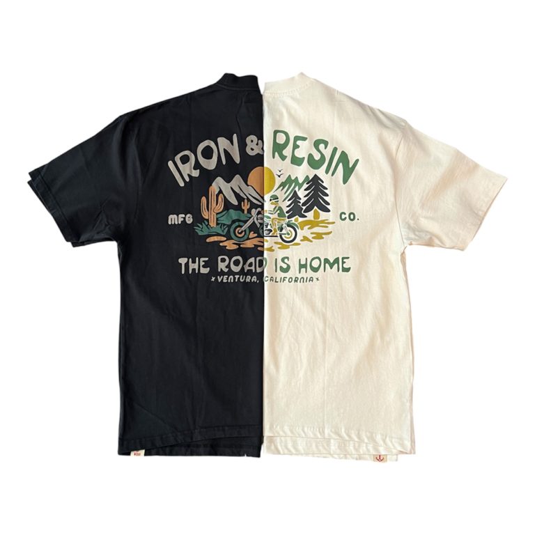 T-shirt road is home iron and resin ride with mortimer