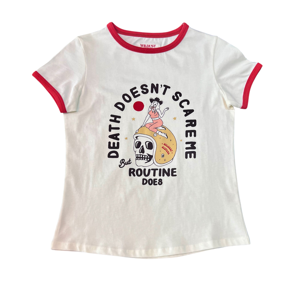 t-shirt scary routine wildust sisters ride with mortimer