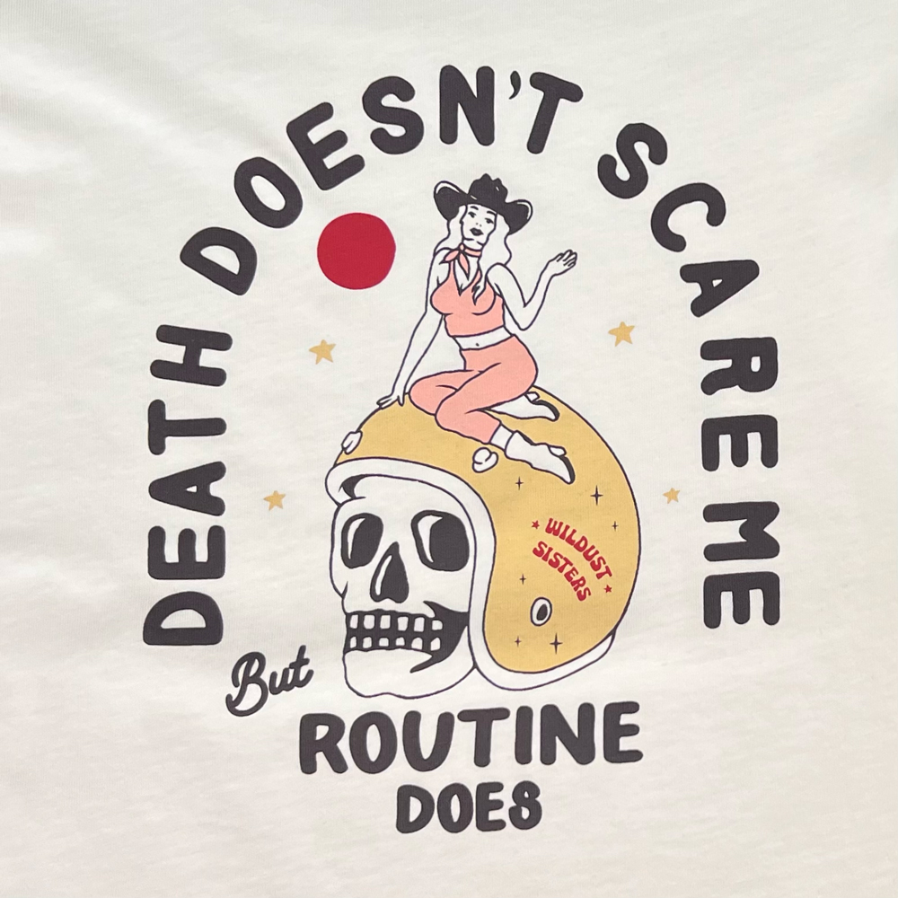 t-shirt scary routine wildust sisters ride with mortimer