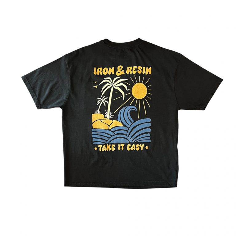 t-shirt take it easy iron and resin ride with mortimer