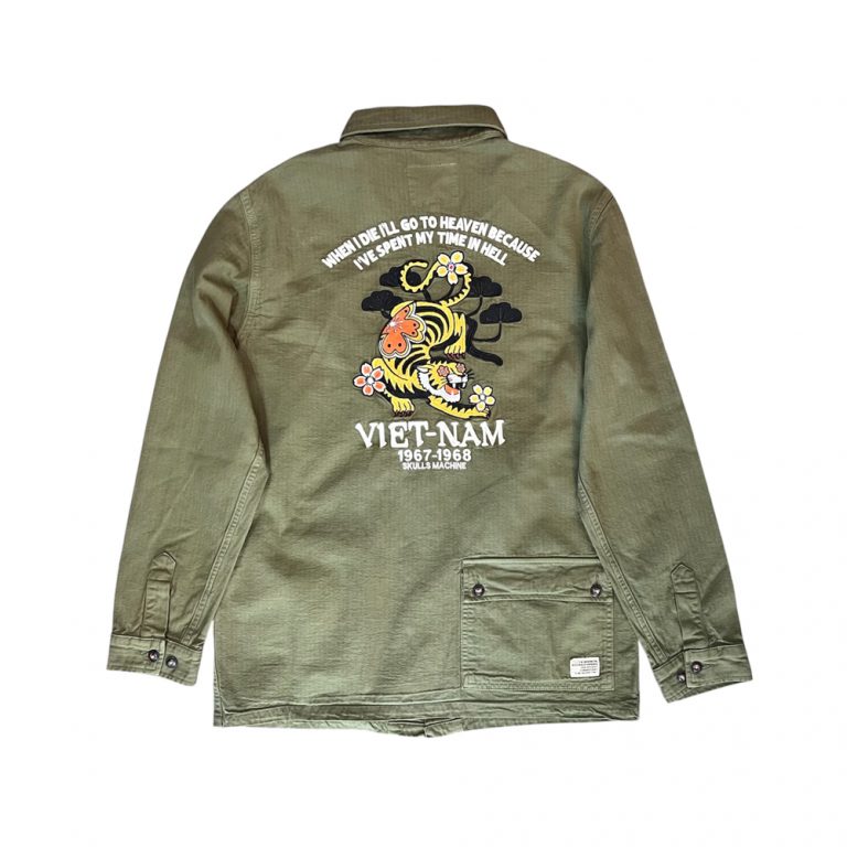 veste workshop jackson kaki skulls machine ride with mortimer